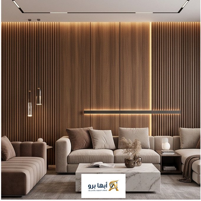 بديل الخشب للجدران بتصميم عصري دافئ في أبها