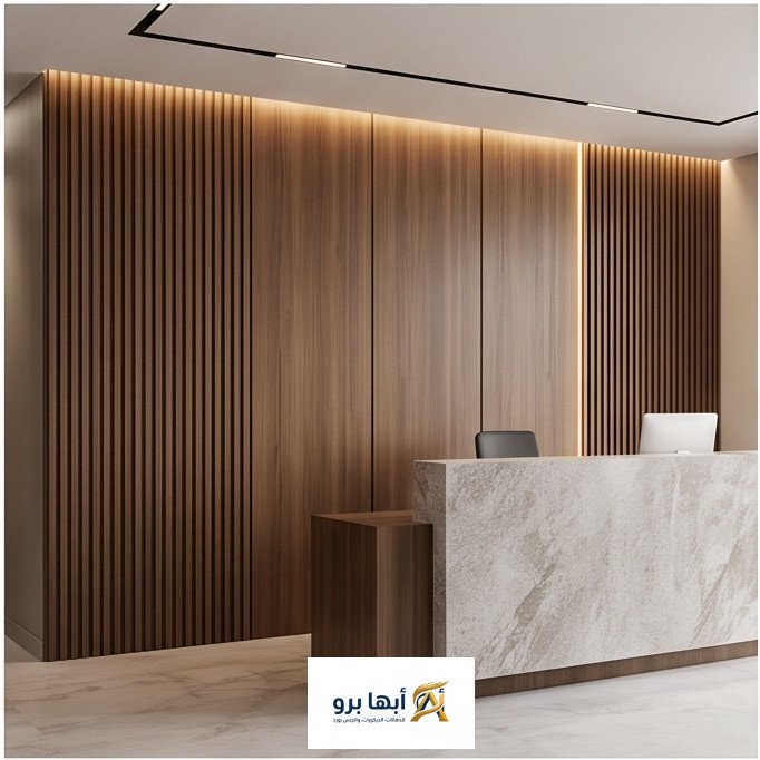 تصميم استقبال فاخر باستخدام بديل الخشب المعرج بالرياض